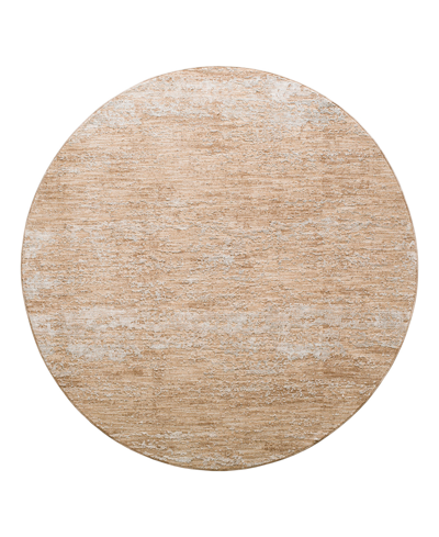 Surya Masterpiece High-low Mpc-2318 5'3" X 5'3" Round Area Rug In Tan