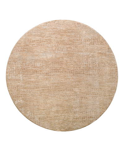 Surya Masterpiece High-low Mpc-2306 5'3" X 5'3" Round Area Rug In Khaki/beige