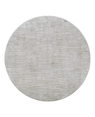 Surya Masterpiece High-low Mpc-2310 7'10" X 7'10" Round Area Rug In Taupe