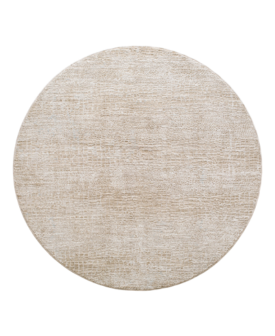 Surya Masterpiece High-low Mpc-2300 7'10" X 7'10" Round Area Rug In Taupe/brown