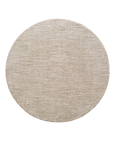 Surya Masterpiece High-low Mpc-2322 7'10" X 7'10" Round Area Rug In Taupe/brown