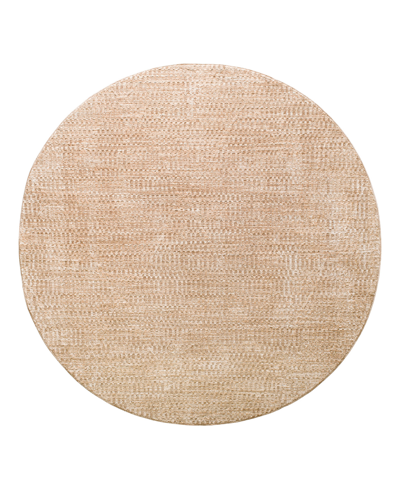 Surya Masterpiece High-low Mpc-2302 5'3" X 5'3" Round Area Rug In Taupe/brown