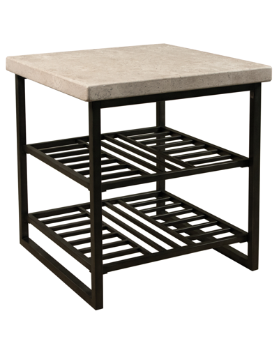 Riverside Furniture Capri 24" Stone And Metal Base Side Table In Alabaster