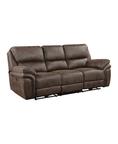 Homelegance White Label Fleming 90" Power Double Reclining Sofa In Brown
