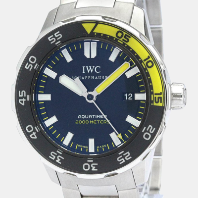 Pre-owned Iwc Schaffhausen Black Stainless Steel Aquatimer Iw356801 Automatic Men's Wristwatch 46mm