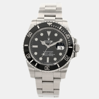 Pre-owned Rolex Black Stainless Steel Submariner 116610ln Men's Wristwatch 40 Mm
