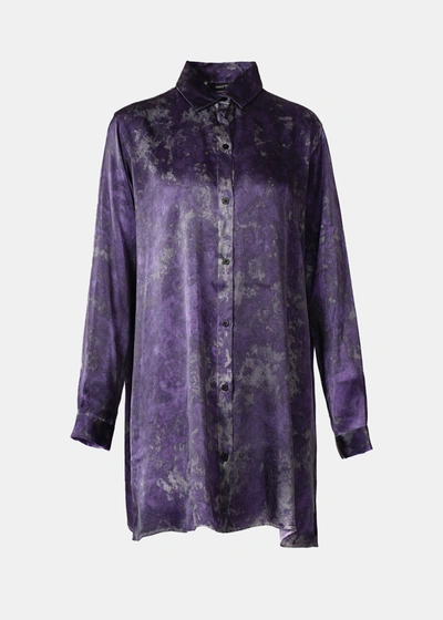 Avant Toi Black Camouflage Over Silk Shirt In Purple