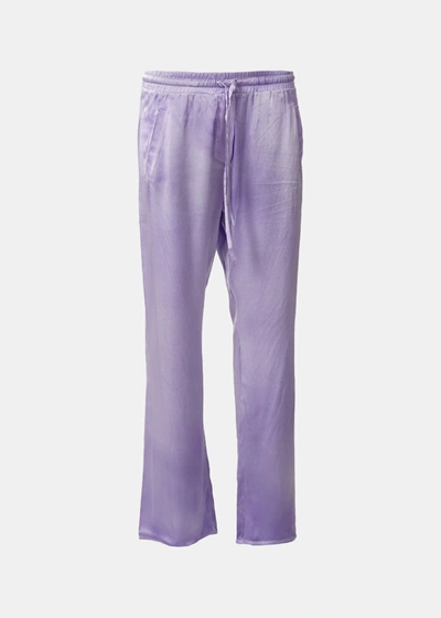 Avant Toi Purple Hand Painted Silk Pyjama Trousers