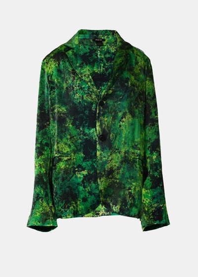 Avant Toi Three Colours Camouflage Jacket In B&m Peonies Silk In Green