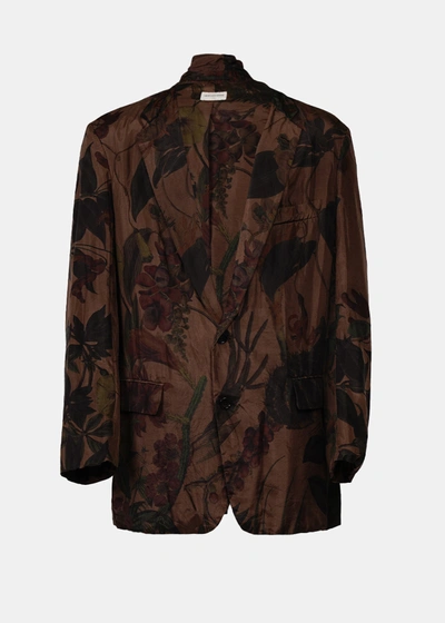Dries Van Noten Floral Patterned Tailored Blazer In Brown