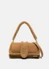 Jacquemus Le Bambimou Doux Shearling-trimmed Leather Shoulder Bag In Camel