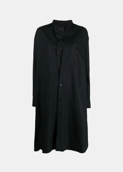 Lemaire Black Officer Collar Shirt Dress