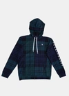 PEARLY GATES PEARLY GATES GREEN PLAID JACQUARD SWEAT HOODIE