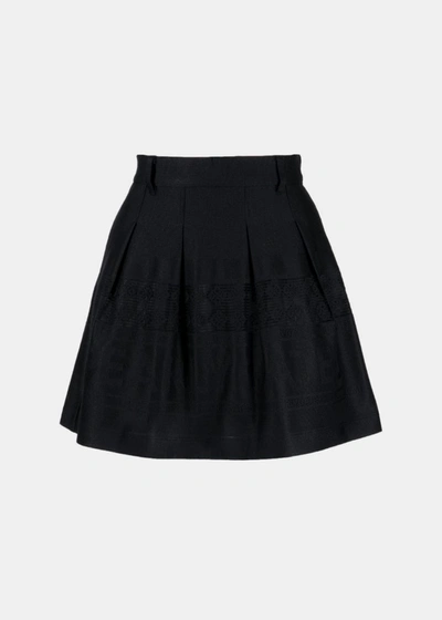 Pearly Gates Embroidered Jacquard Mini Skirt In Dark Navy