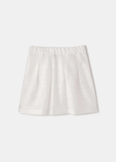 Pearly Gates White Embroidered Jacquard Mini Skirt