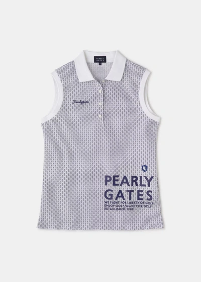 Pearly Gates White Honeycomb River Sleeveless Polo Shirt In White Base