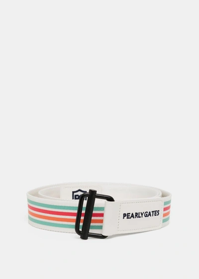 Pearly Gates Logo-embroidered Striped Belt In White Base