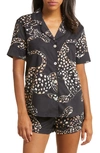 Desmond & Dempsey Print Cotton Short Pajamas In Jag Navy