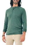 Faherty Cloud Cotton Long-sleeve Henley T-shirt (tall) In Deep Fern Heather