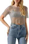 ASTR MCKAY EMBELLISHED NET TOP