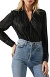 Astr The Label Laurel Pleated Blouse In Black