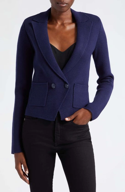 L Agence Sofia Cotton Blend Cardigan Blazer In Midnight