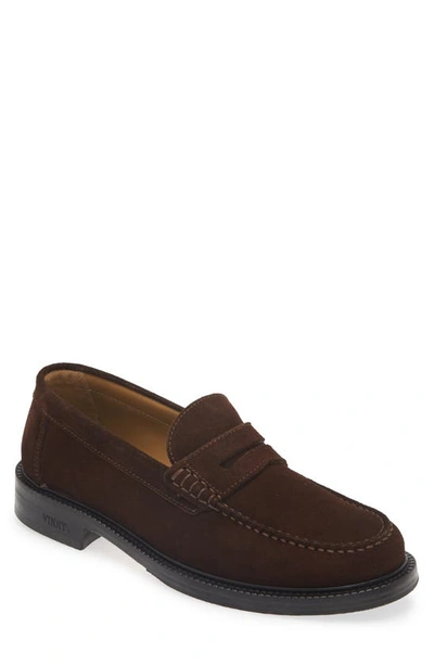 Vinny's Brown Strap Loafers In Chocolate Brown Suede