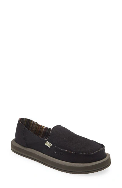 Sanuk Donna Slip-on Trainer In Black/black