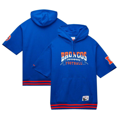 Mitchell & Ness Royal Denver Broncos Pre-game Short Sleeve Pullover Hoodie