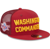 NEW ERA NEW ERA BURGUNDY WASHINGTON COMMANDERS STACKED TRUCKER 9FIFTY SNAPBACK HAT