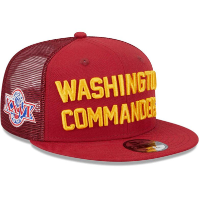 New Era Burgundy Washington Commanders Stacked Trucker 9fifty Snapback Hat