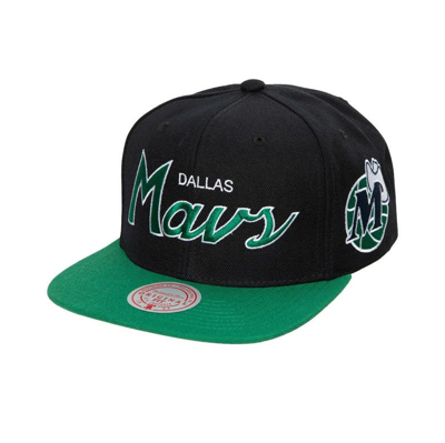 Mitchell & Ness Men's  Black Dallas Mavericks Hardwood Classics Mvp Team Script 2.0 Snapback Hat