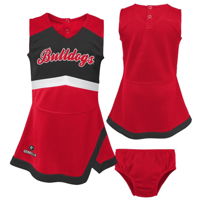 Outerstuff Kids'  Girls Toddler Red/black Georgia Bulldogs Two-piece Cheer Captain Jumper Dress & Bloomers