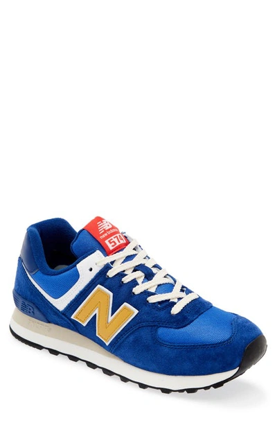 New Balance 574 Trainer In Navy/ Gold