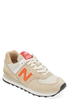 New Balance 574 Casual Shoes Size 8.5 Suede In Cream Beige