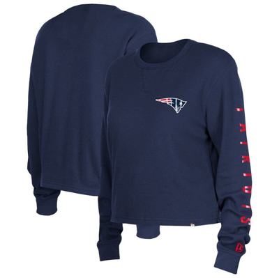 New Era Navy New England Patriots Thermal Crop Long Sleeve T-shirt