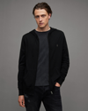 Allsaints Mode Merino Zip Up Ramskull Hoodie In Black