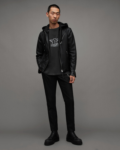 Allsaints Harwood Leather Biker Jacket In Black