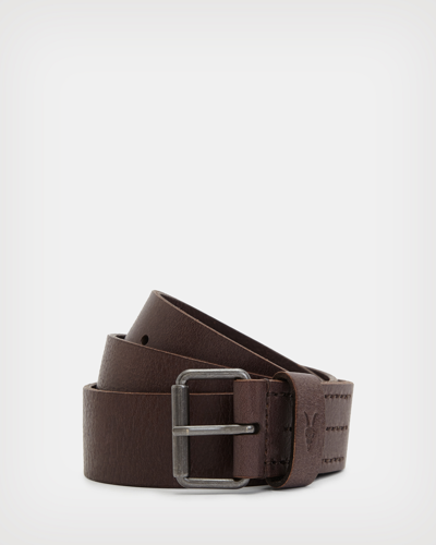 Allsaints Dunston Leather Belt In Brown