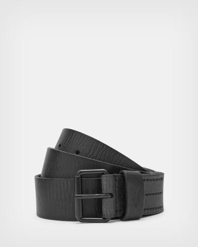 Allsaints Dunston Leather Belt In Black
