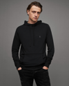 Allsaints Brace Pullover Brushed Cotton Hoodie In Black