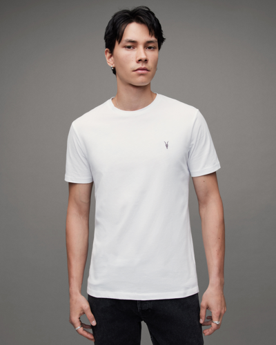Allsaints Brace Brushed Cotton Crew Neck T-shirt In Optic White