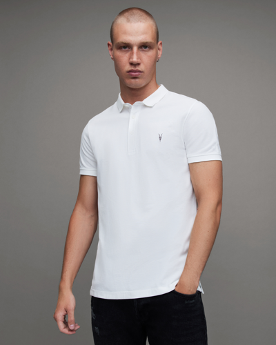 Allsaints Men's Optic White Reform Ss Cotton-piqué Polo Shirt