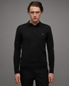 Allsaints Mode Regular Fit Merino Wool Long Sleeve Polo Sweater In Black