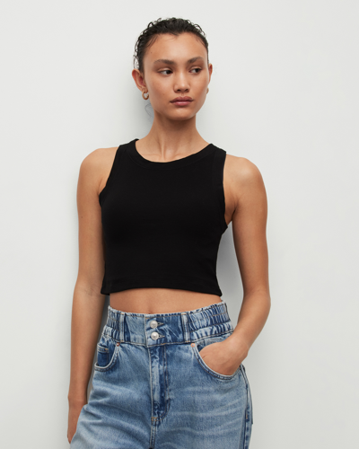 Allsaints Rina Cropped Sleeveless Tank Top In Black