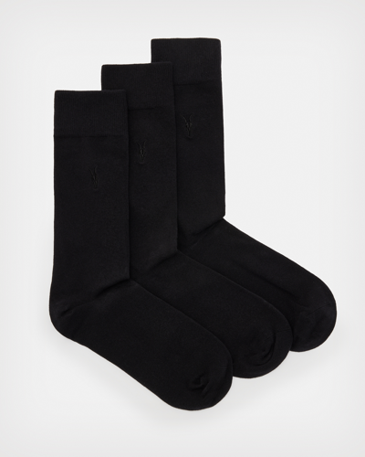 Allsaints Adan Ramskull Socks 3 Pack In Black