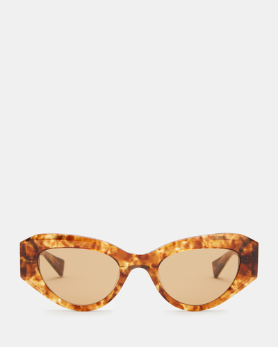 Allsaints Calypso Bevelled Cat Eye Sunglasses In Brown