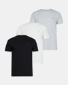 Allsaints Tonic Crew Ramskull T-shirts 3 Pack In Optic/black/grey