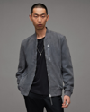 Allsaints Kemble Suede Bomber Jacket In Grey