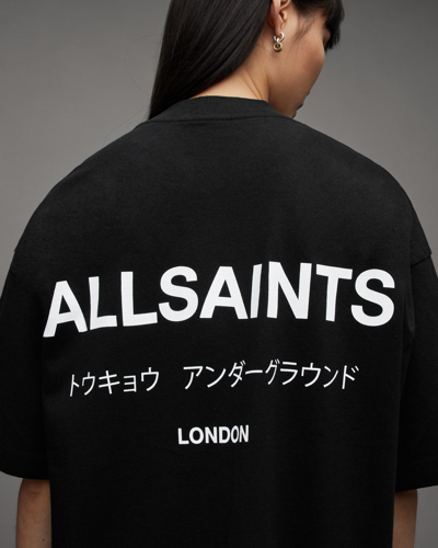 Allsaints Underground Oversized Crew T-shirt In Jet Black